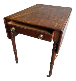 Antique Drop-Leaf Side Table on Castors