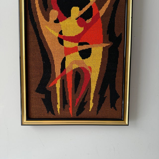 Mid-Century Modern Dancers Framed Needlepoint For Sale In Charleston - Image 6 of 7