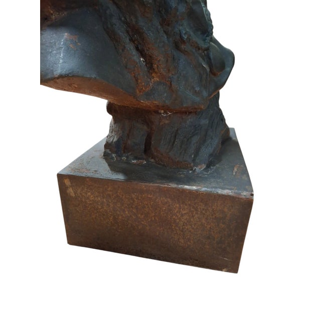 Charcoal Cast Iron Native American Indian Chief Bust For Sale - Image 8 of 12