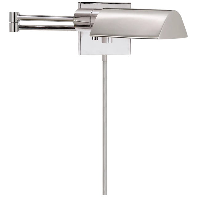Studio Swing Arm Wall Light in Polished Nickel Height: 4.5" Extension: 25" Backplate: 4.5" Square Mounting: Portable...