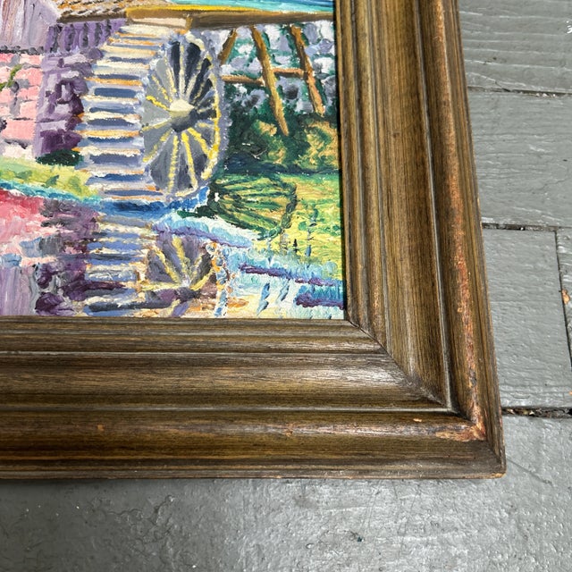 Impressionist 1970’s Original Impressionist Water Mill Landscape Painting For Sale - Image 3 of 4