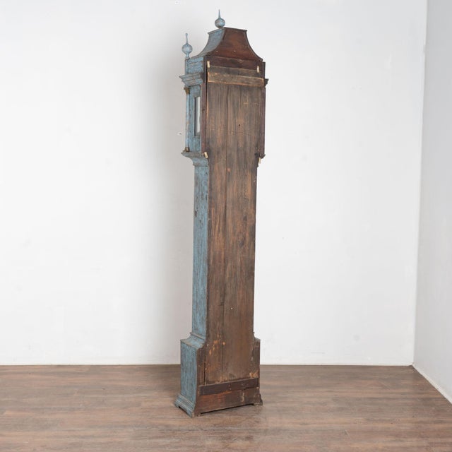 Early 19th Century Swedish Blue Painted Pine Grandfather Clock For Sale - Image 14 of 14