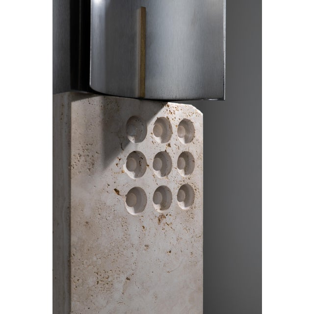 Mid-Century Modern Brutalist Italian Travertine Table Lamp by Fratelli Manelli, 1970s For Sale - Image 10 of 11