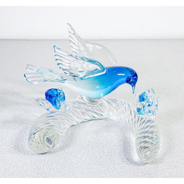 Blue Murano Blown Glass Bird Sculpture For Sale - Image 8 of 8
