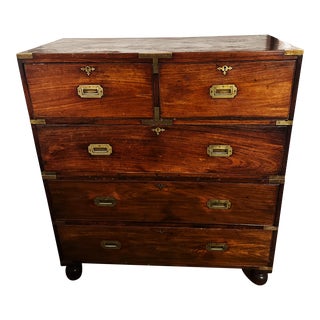 19th Century British Military Officer’s Brass-Bound Campaign Chest of Drawers For Sale