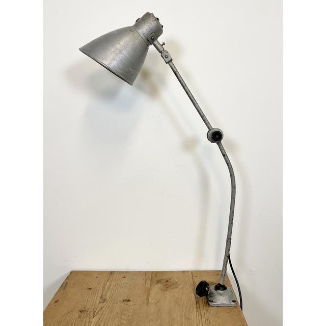 Mid-Century Modern Large Industrial Grey Workshop Table Lamp, 1960s For Sale - Image 3 of 18
