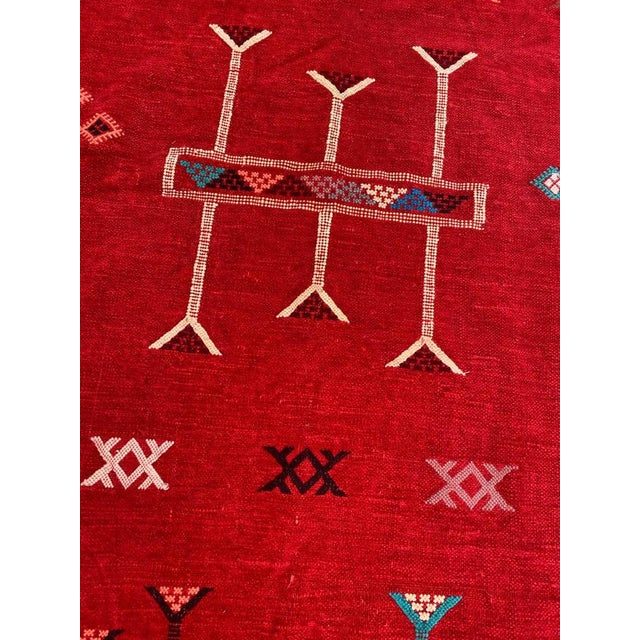 1950s Vintage Silk and Cotton Moroccan Kilim Rug, 1950s For Sale - Image 5 of 18