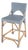 Creanly 25.25 in. Seat Height Rectangular Rattan Counter Stool with Back, Baby Blue/ Natural Rattan Frame For Sale