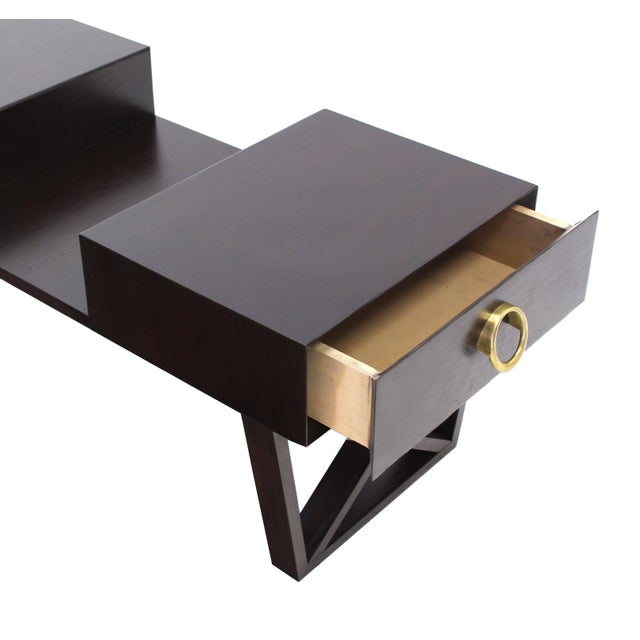 Bi Level Coffee Table with Two Side Drawers Storage in Espresso Finish For Sale - Image 6 of 9
