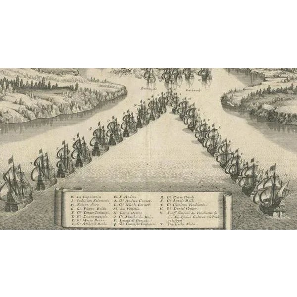 Merian, The Battle Fleet Off Constantinople, 1646, Copper Engraving For Sale - Image 4 of 10