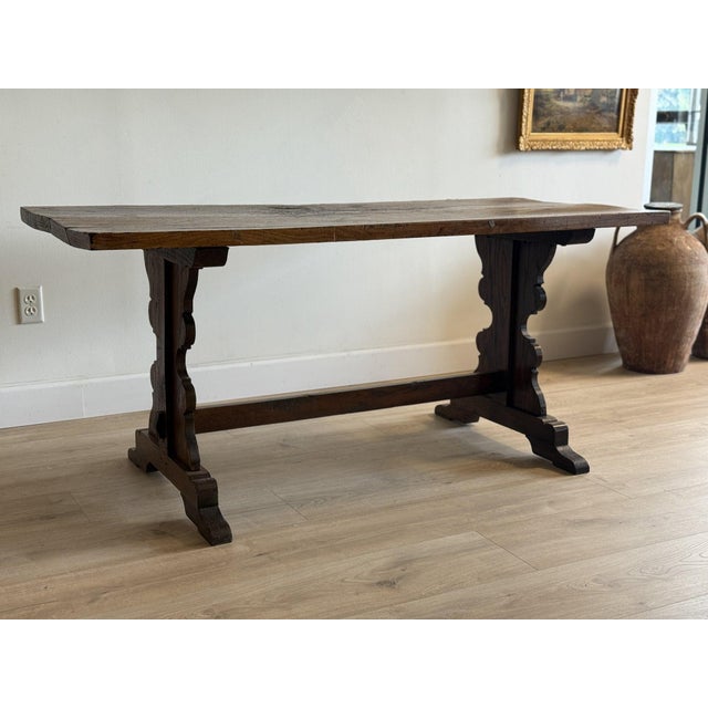 Antique French Dining Table with Oak/Ash base, Fruitwood Top For Sale In Denver - Image 6 of 10