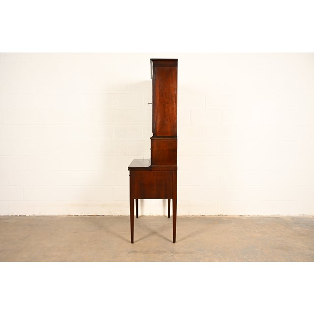 Baker Furniture Style Hepplewhite Mahogany Secretary Desk With Bookcase Hutch, Circa 1920s For Sale - Image 13 of 16