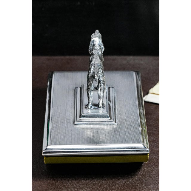 Hunting Theme Dog English Antique Engine Turned Sterling Silver Writing Ink Blotter Desk Office Home Decor For Sale - Image 11 of 14