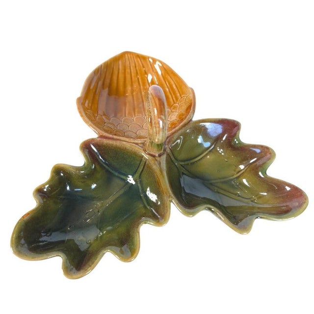 Sculptural Acorn & Oak Leaf Ceramic Divided Serving Dish For Sale - Image 10 of 16