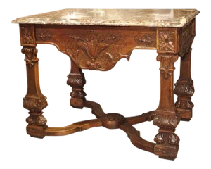 Antique French Louis XIV Style Gibier Table in Carved Oak, C. 1870 (With Earlier Elements)