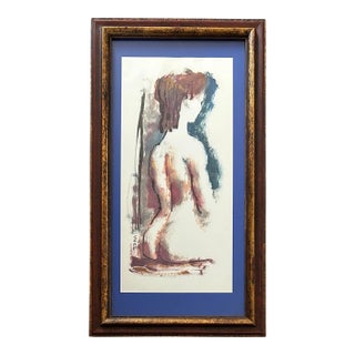 Vintage Original Small Framed Painting of Torso of Woman Entitled ‘Sitting Pretty’ For Sale