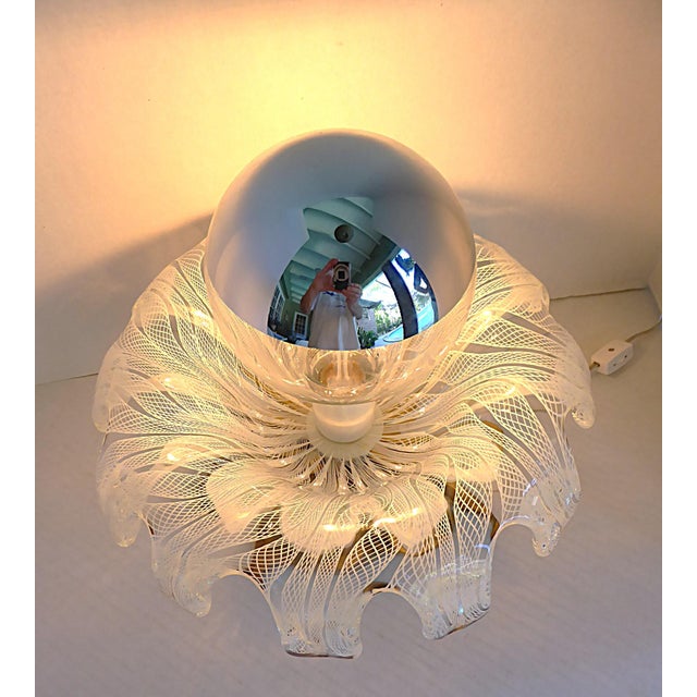 Unusual Mid Century Modern Murano Glass Table / Shelf Lamp Latticino Technique 1950s For Sale - Image 12 of 16