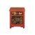 Oriental Distressed Red Black Golden Graphic Side End Table Nightstand For Sale - Image 4 of 9