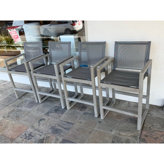 Restoration Hardware Aegean Teak Wood Counter Stools, Set of 4 For Sale - Image 10 of 13