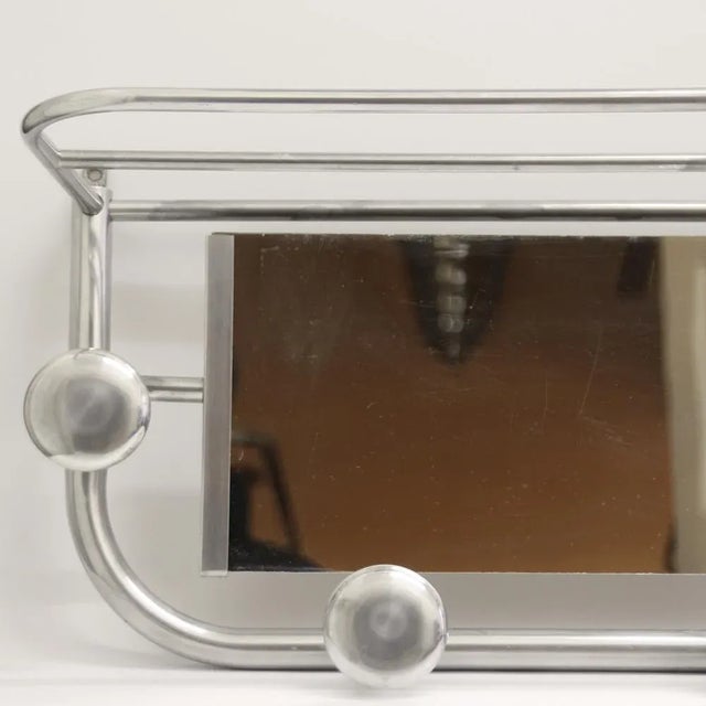 Art Deco French Aluminum Coat Rack with Mirror, 1940s For Sale - Image 3 of 6