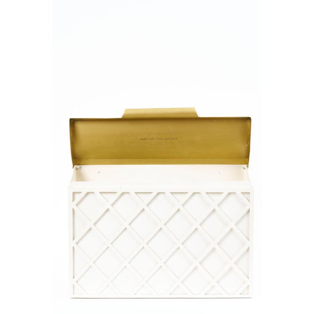 Off-white Lattice Wall-Mount Mailbox, Off White For Sale - Image 8 of 18
