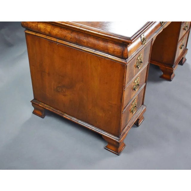 Vintage Figured Walnut Pedestal Desk, 1920 For Sale - Image 9 of 12