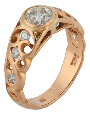 Vintage Diamond 14k Rose Gold Engagement Ring, Size 5