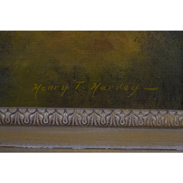 Gold Henry T. Harvey Oil on Canvas Painting of Cottage Farmhouse - Signed For Sale - Image 8 of 13