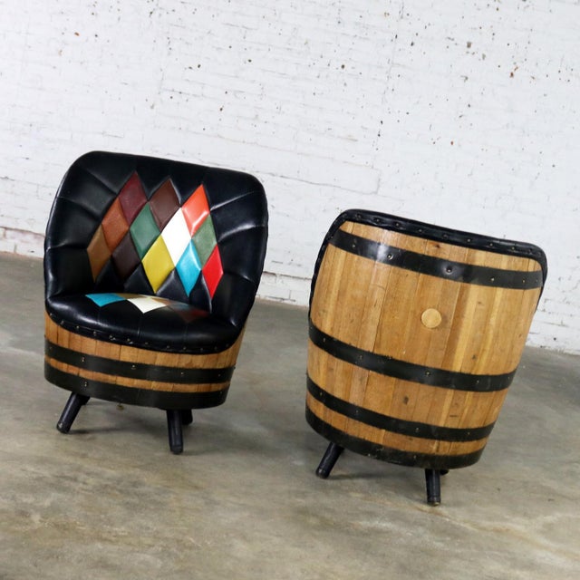 Mid Century Whiskey Barrel Swivel Barrel Chairs by ... Great accent piece for a brewery, restaurant or man cave!