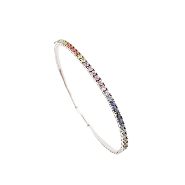 Orange Natural Multi sapphire 1.92cts bracelet in 18k gold For Sale - Image 8 of 18