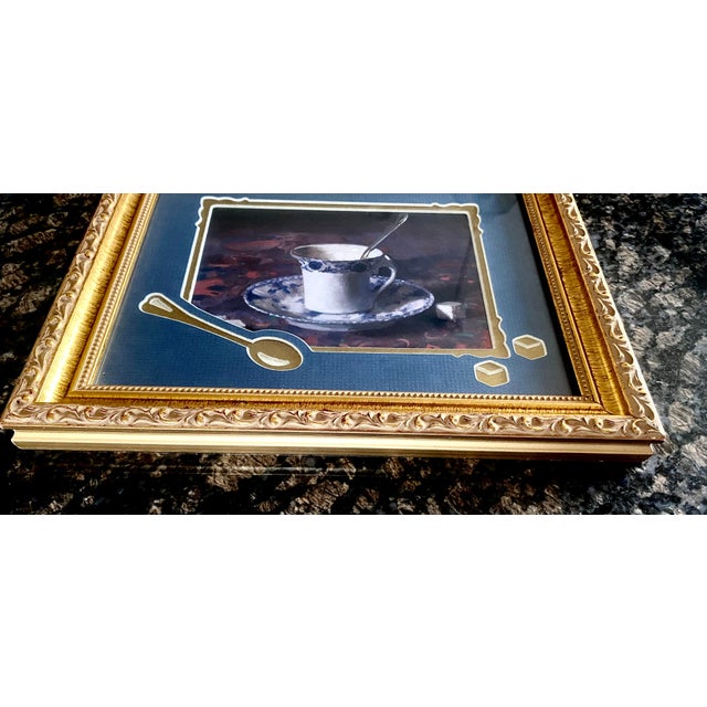 Vintage Chinoiserie Teacup Still Life Framed Print With Exquisite Mat Board Accents Excellent Condition. For Sale In Denver - Image 6 of 10