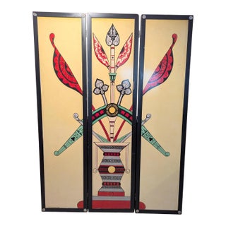 1990s Simes Studio Indian Design Hand Painted Room Divider For Sale