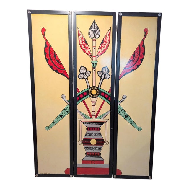 1990s Simes Studio Indian Design Hand Painted Room Divider For Sale