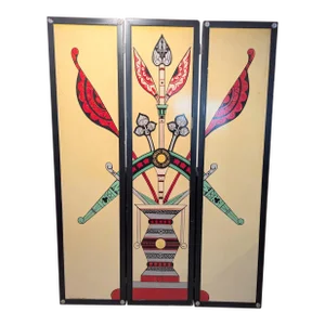 1990s Simes Studio Indian Design Hand Painted Room Divider