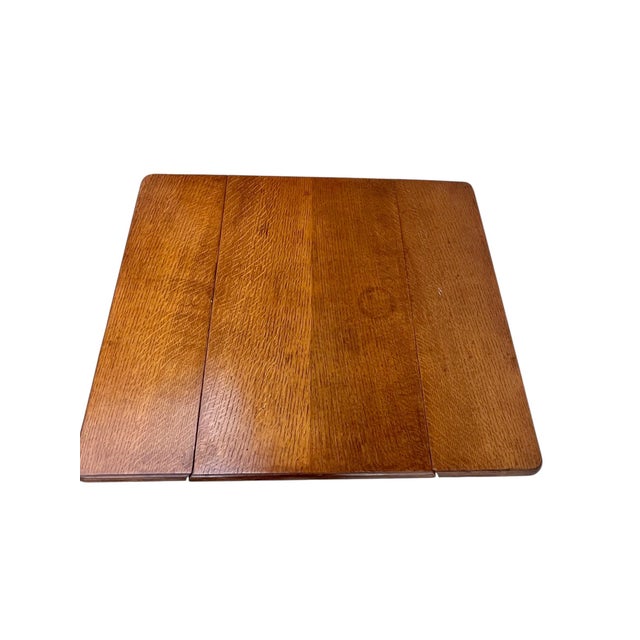 Brown Antique English Oak Drop-Leaf Card Table or Bar Cart With Barley-Twist Legs For Sale - Image 8 of 17