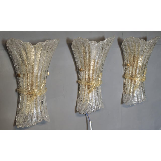 1980s Italian 27/APM Wall Lights in Gold Graniglia Glass from Italamp, 1980s, Set of 3 For Sale - Image 5 of 18