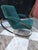 Forest Green 1970s In the Style of Guido Faleschini Chrome and Brass Milo Baughman Rocking Chair For Sale - Image 8 of 12