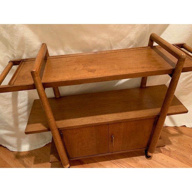 Drexel Drexel Biscayne Mid Century Bar Cart Storage Cabinet on Wheels For Sale - Image 4 of 18
