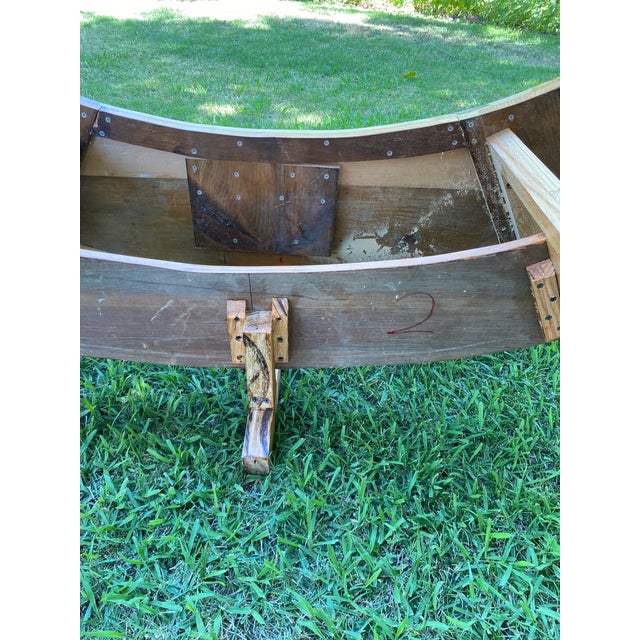 Wood Curved Hand Crafted Wood Bench For Sale - Image 7 of 7