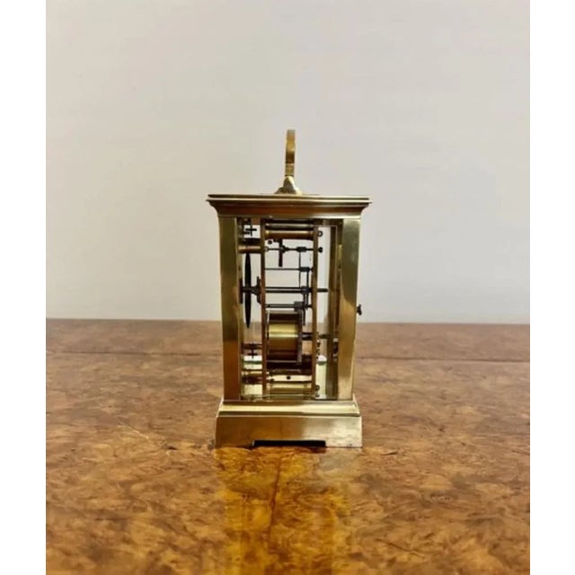 Large Victorian Brass Carriage Clock, 1880s For Sale - Image 4 of 7