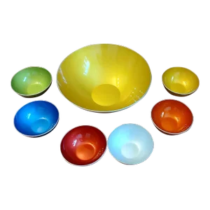 1960s Danish Modern Emalox Aluminum Snacking Bowl Set- 7 Pieces