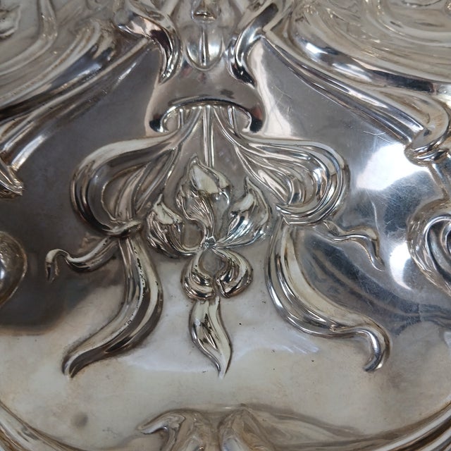 1960s Art Nouveau Silver Plate Serving Tray or Dish For Sale - Image 4 of 8