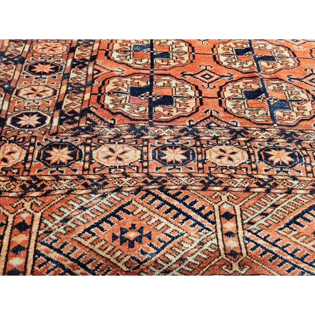 Vintage Turkmen Tekke in Allover Pattern in Brick-Red, Navy, Ivory, Blue For Sale - Image 13 of 16