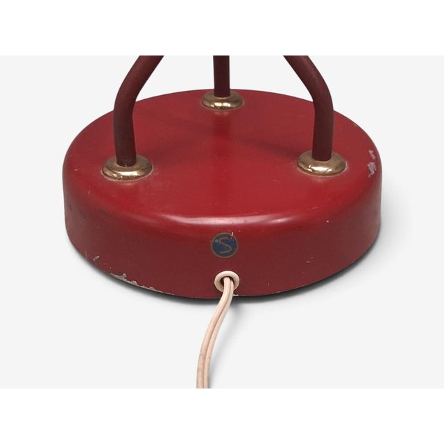 Eskilstuna Elektrofabrik, Floor Lamp, Red Lacquered Metal, Brass, Sweden, 1960s For Sale - Image 10 of 13