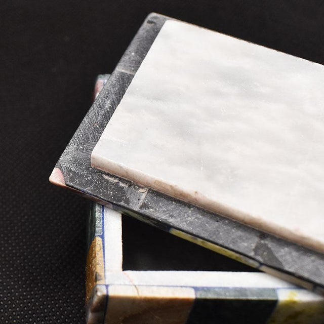 Colorful Semi Precious Stone Rectangular Jewelry or Trinket Box With Lid For Sale In Oklahoma City - Image 6 of 6