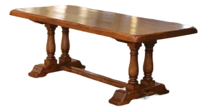 Early 20th C. French Provincial Oak Farmhouse Table on Turned Baluster Supports