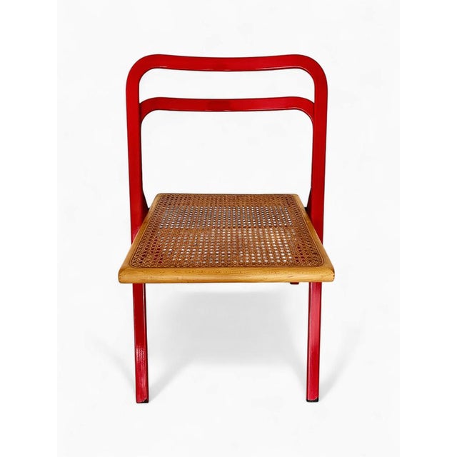 Folding Chair with Viennese Straw by Giorgio Cattelan for Cidue, Italy, 1970s For Sale - Image 3 of 7