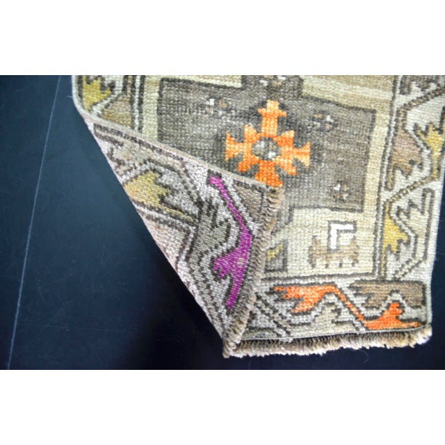 1960s Turkish Brown and Yellow Color Rug For Sale - Image 5 of 6