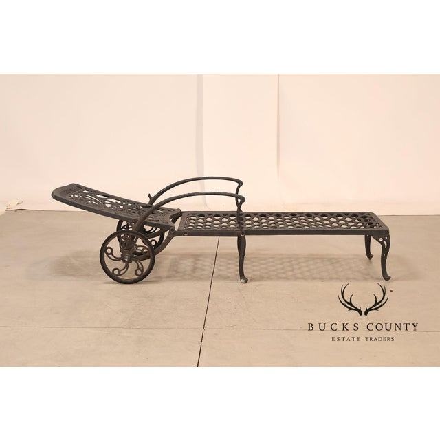 Black Hanamint Tuscany Pair Of Cast Aluminum Outdoor Chaise Lounge Chairs For Sale - Image 8 of 18
