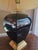 Chinoiserie Vintage Brass and Black Porcelain Table Lamp For Sale - Image 3 of 11